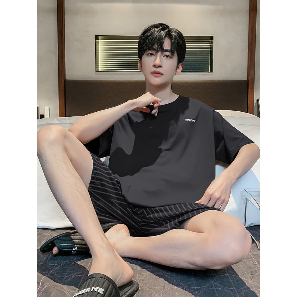 Pijamas masculinos verão Modal de manga curta estilo verão estilo fino estilo masculino pode usar fora Homewear terno 20