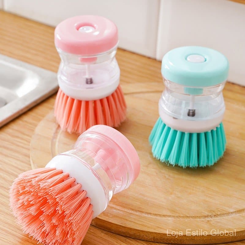 Escova multifuncional automática para panelas com dispensador de líquido para remoção de manchas e limpeza, utensílio do
