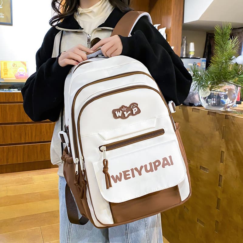 Mochila escolar altamente estilosa com design em cores contrastantes para meninas do ensino fundamental e médio, mochila