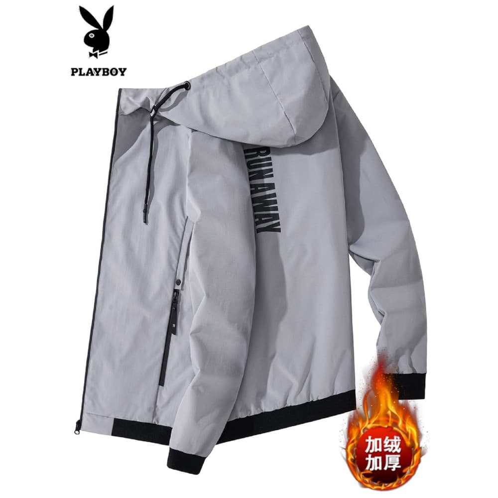 Playboy jaqueta com capuz masculina outono inverno 2025 novo estilo forro de lã jaqueta masculina Street Wear jaqueta su