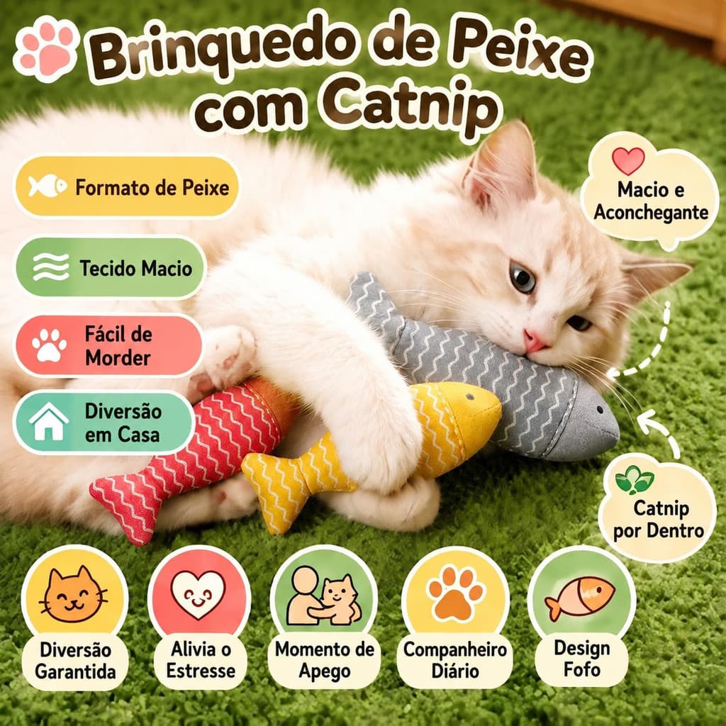 Peixe De Pelúcia Realista Com Catnip Erva De Gato Brinquedo Interativo Alívia Tédio Gatos