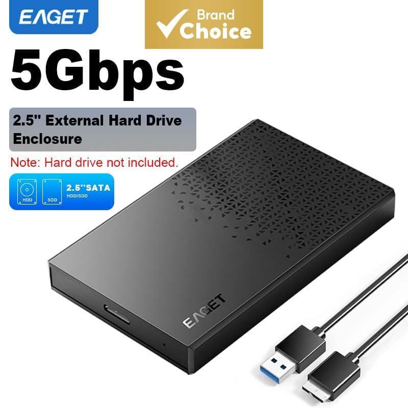 EAGET E60 2.5 Gabinete de Disco Rígido SATA USB 3.0 5Gbps para HDD/SSD, Suporta até 6TB, Casing de Disco Rígido Externo
