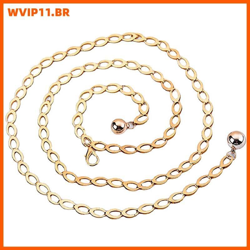 Cinto De Corrente Esculpido Em Prata De Luxo WVIP Para Mulheres , Feminino De Metal Redondo Elegante BR