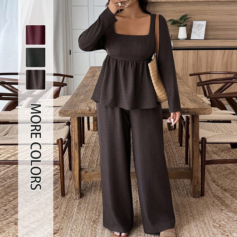 Plus size Feminino tops Calças Conjunto De Duas Peças