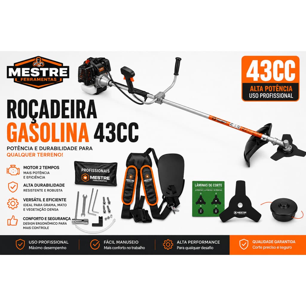 Roçadeira Lateral A Gasolina Terra Grh430-black Profissional