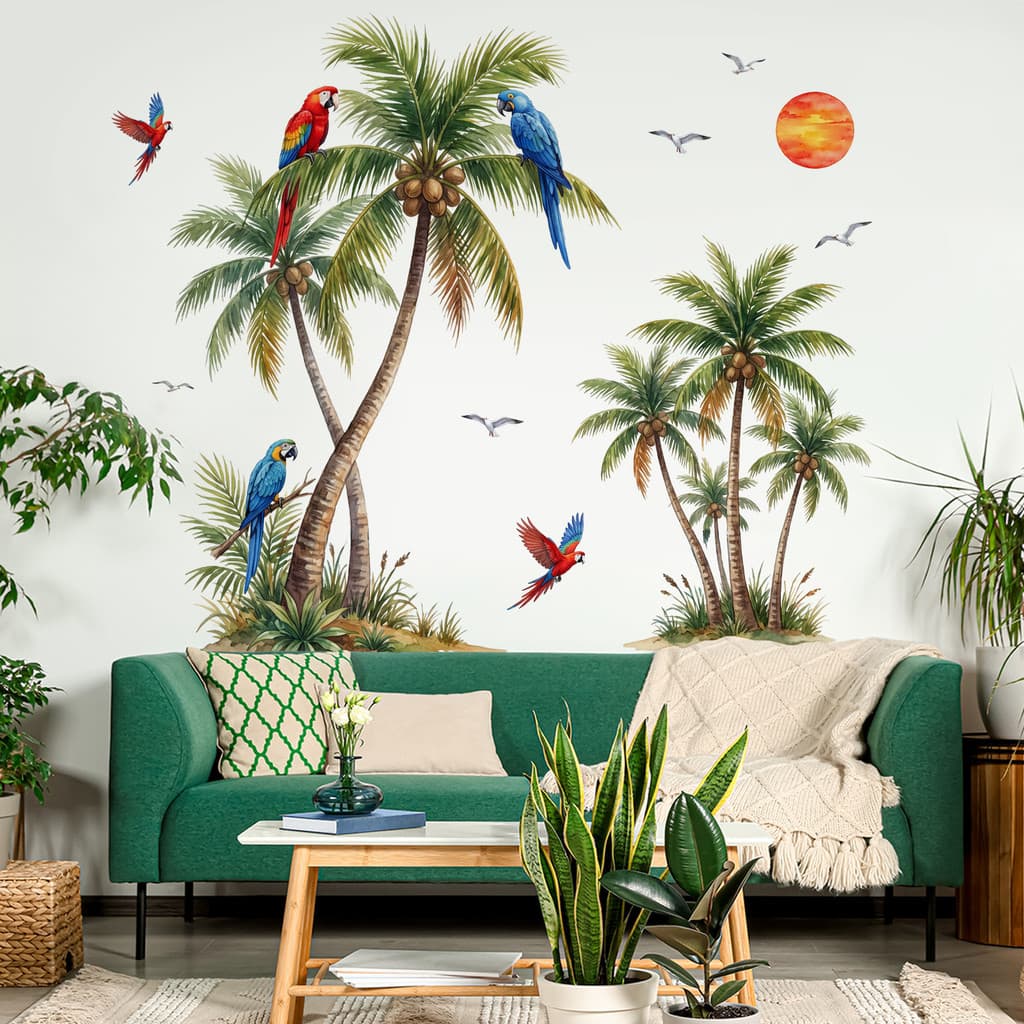 Adesivos de parede coqueiro adesivos de parede sala de estar quarto das crianças casa fundo decoração adesivos de parede