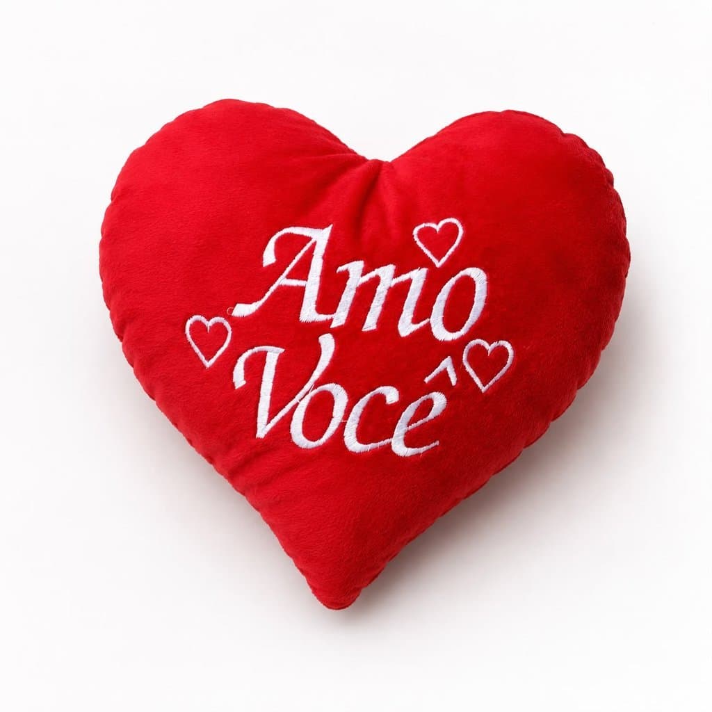Coração de Pelucia Almofada Bordada Várias Frases - Tami Ra Enxovais