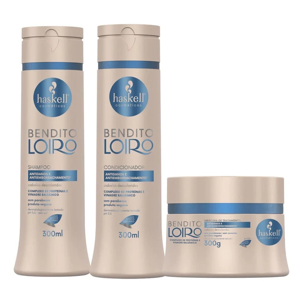 Kit Bendito Loiro Shampoo Condicionador e Máscara 300g Haskell