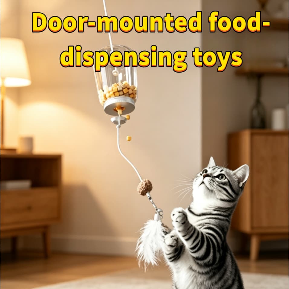 [Novo modelo] Brinquedo para gato com varinha giratória para pendurar na porta, dispensador de petiscos, brinquedo de qu