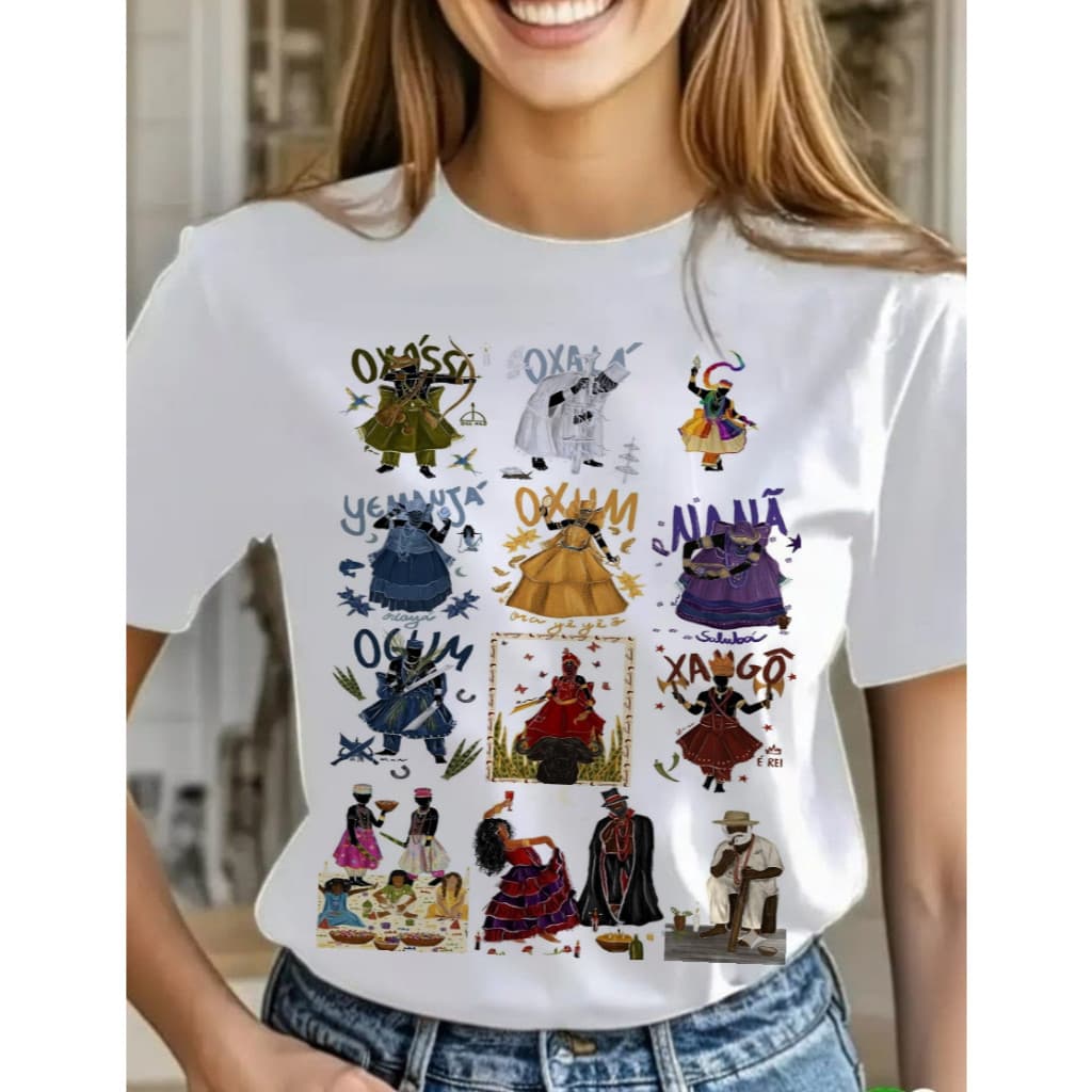 Camiseta Unissex e Baby Look Feminina umbanda, Candomblé. Orixás, Entidades, Religiosas