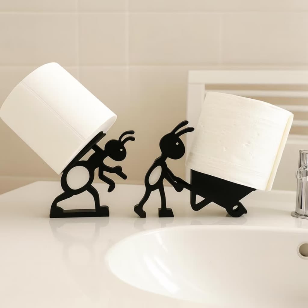 Suporte para Papel Higiênico Formato Formigas Decorativo Criativo para Banheiro Lavabo Organização Moderna Resistente