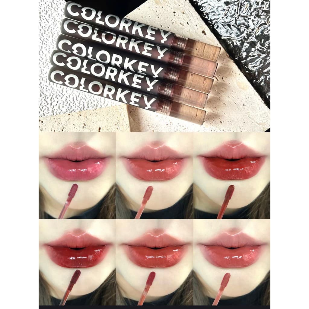 Colorkey Kolaqi pequeno espelho preto brilho labial 762 espelho pequeno espelho preto 702 feminino brilho labial espelho