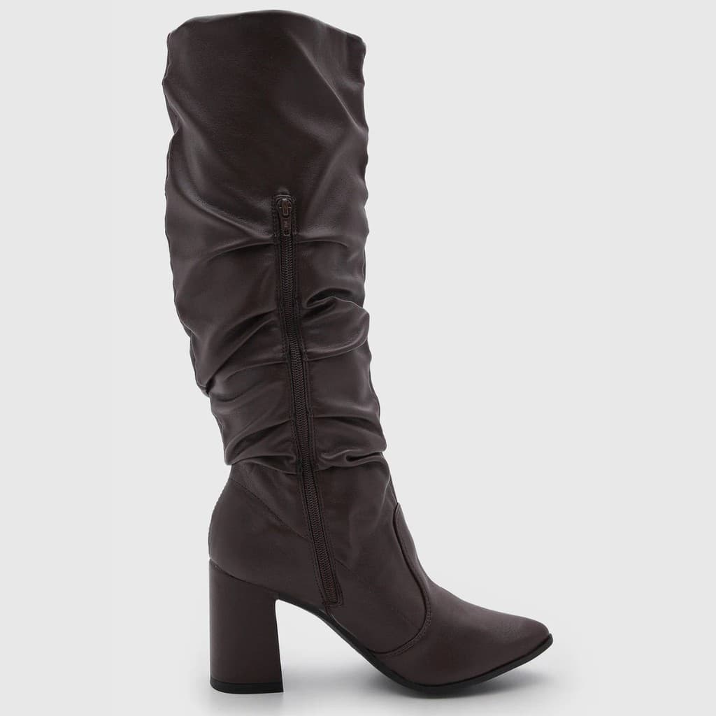 Bota Feminina Cano Longo Via Uno 954013 Montaria Confortável Salto Baixo Antiderrapante
