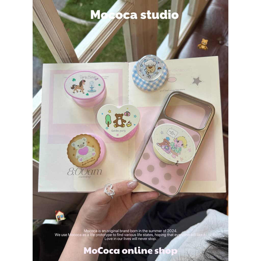griptok magsafe magsafe popsocket MOCOCA Knock Coleção de suporte magnético fofo ~ Tijolo de grão de madeira fosco Airba