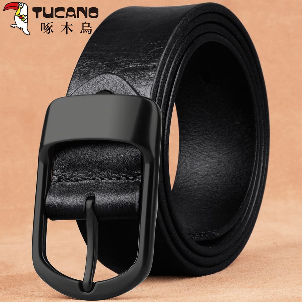 Woodpecker primeira camada de couro masculino cinto pino fivela cinto calças de couro masculino cinto Casual masculino c