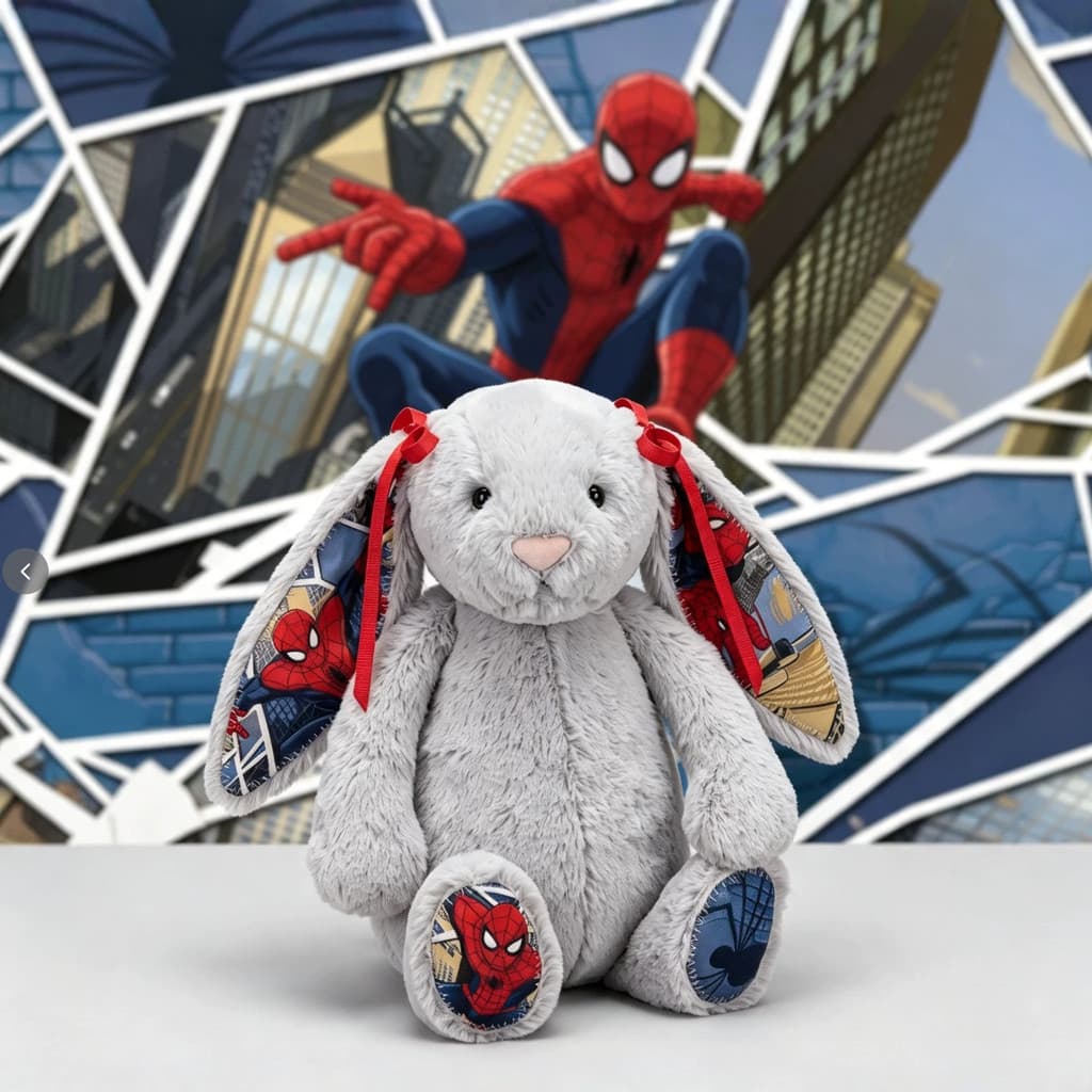 Jellycat Homem-Aranha Aranha Bonnie Coelho Boneca Bonnie Coelho Bonito Brinquedo de Pelúcia Presente para Crianças