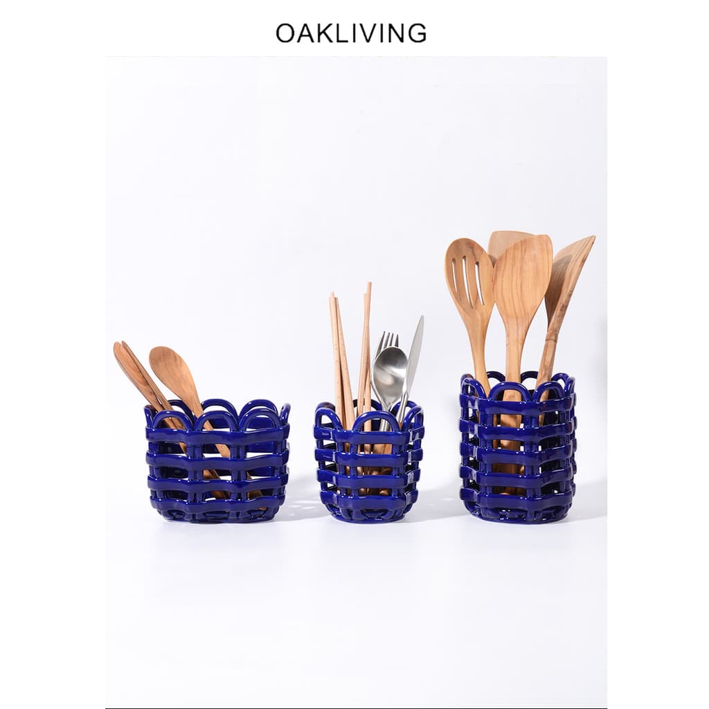 Oakliving suporte para pauzinhos de cozinha doméstica, talheres, colher, espátula de armazenamento, ornamentos tecidos à
