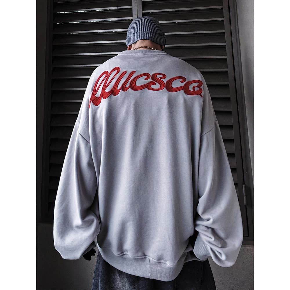 UUCSCC Hip-Hop Street Wear Pulôver pesado em torno do pescoço Moletom americano básico camisa de manga comprida Swe
