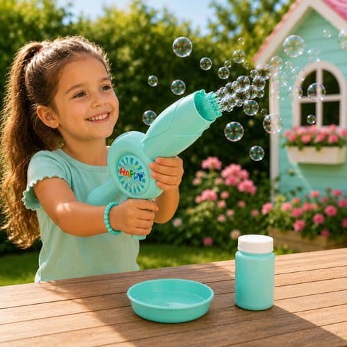 Lanca Bolha Sabao Infantil Automatica Brinquedo Divertido Bolhas Facil Azul Crianca