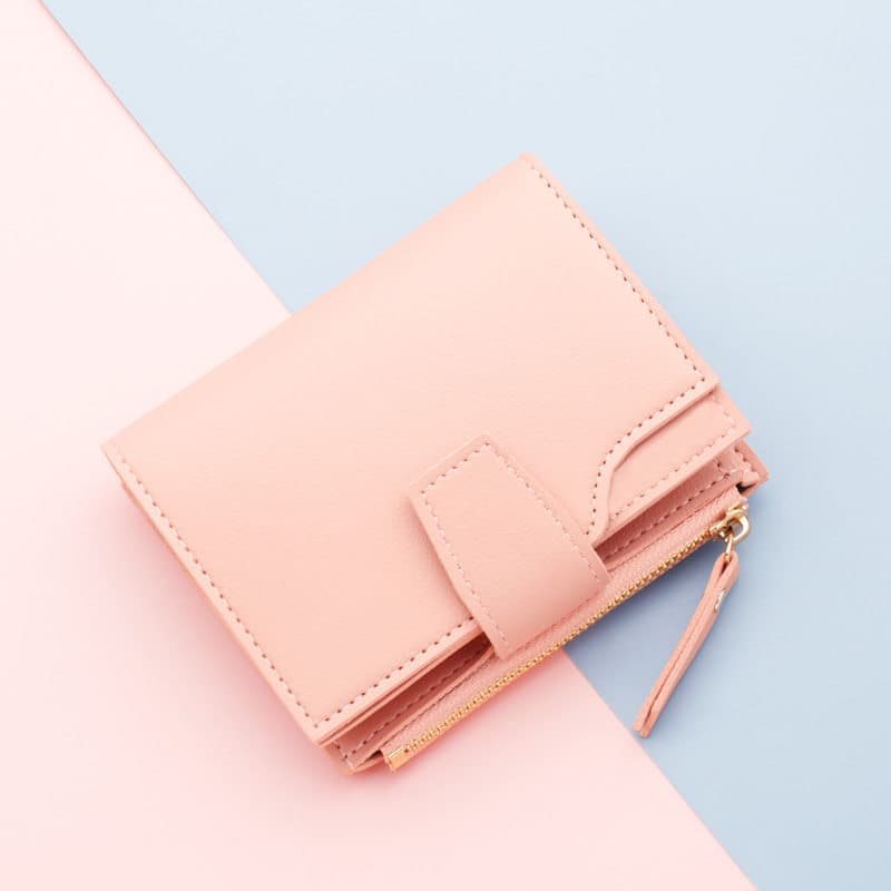 carteira feminina pequena carteira JOLIZEON fivela carteira feminina com zíper carteira Multi-cartão Tri-fold carteira f