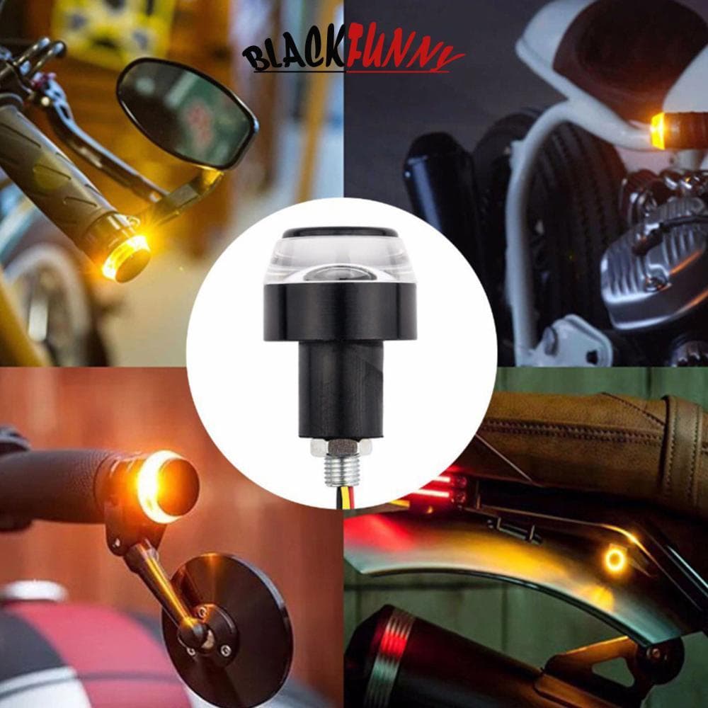 BLACKFUNNY 1Pc Motocicleta Sinal De Volta LED Indicador Luz Pisca Lidar Com Barra Final Guiador Branco Amarelo J1N4