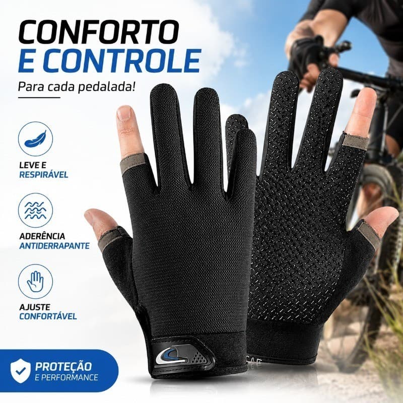 Luvas De Ciclismo E Motocicleta Com Proteção UV Antiderrapante, Ventiladas Para Pesca, Corrida E Estrada