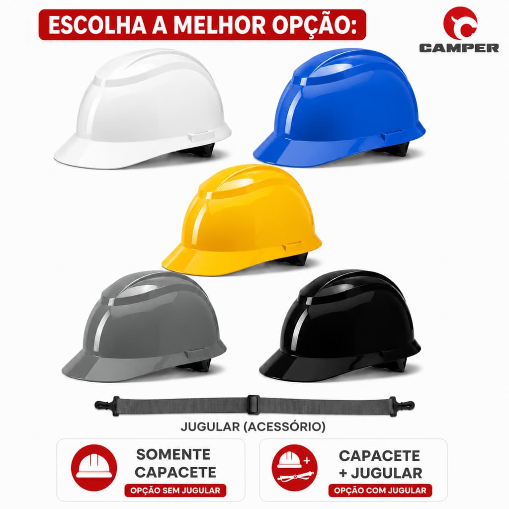 Capacete De Segurança Avant Camper Carneira Jugular Obra Trabalho Eletricista Engenheiro Epi