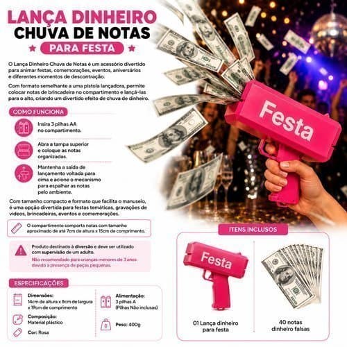 Lanca Dinheiro Festa Chuva Notas Rosa Efeito Celebracao Divertido Animado