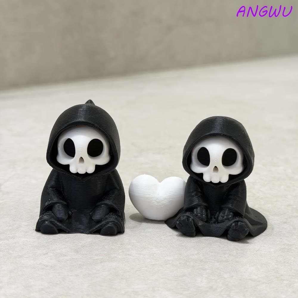 Estatueta De Esqueleto ANGWU , Brinquedo PLA Chibi Grim Reaper , Miniatura De Halloween Leve E Criativa Fofa