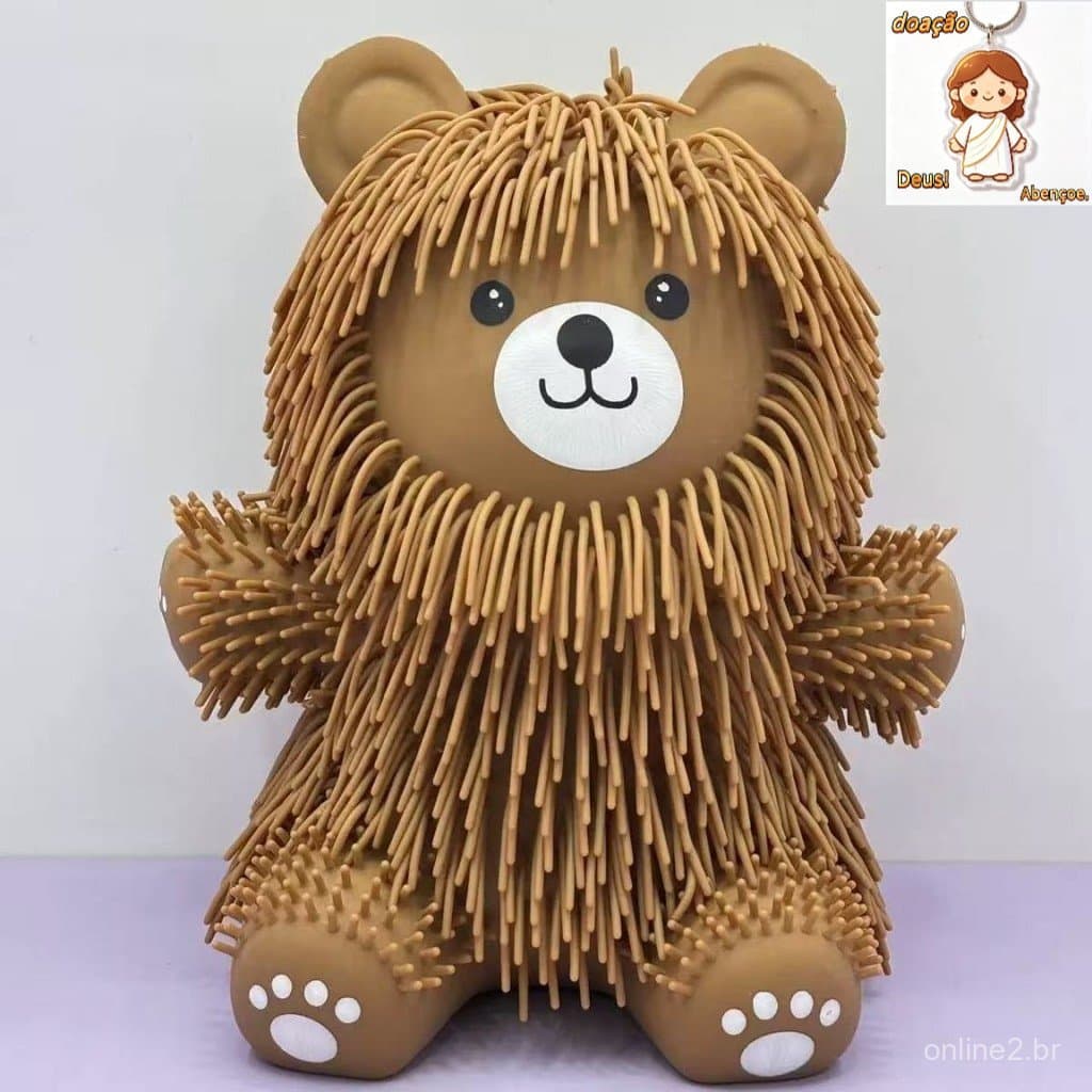 Urso de pelúcia fofo e aconchegante, um brinquedo de borracha macia para alívio do estresse.