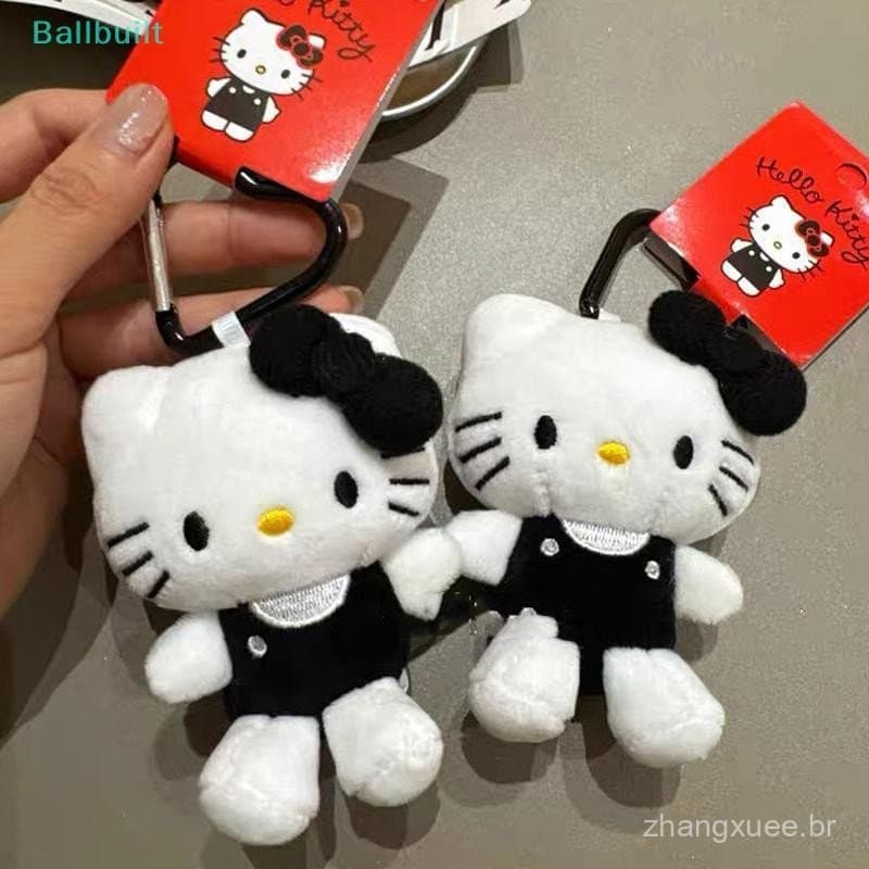 [BLU] Preto Hello Kitty Brinquedo De Pelúcia Pingente De Gato De Desenho Animado Chaveiro De Boneca Macio Carro Mochila