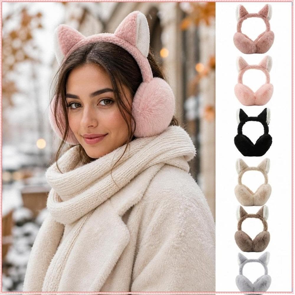Protetores De Orelha De Pele Sintética  , Gato Peludos À Prova De Vento , Capas Pelúcia Macia Kawaii