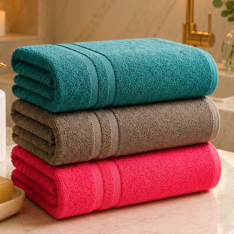 Toalhas De Banho Kit 3 Casal Ele E Ela 100% Algodão Felpuda - Verde Cinza Goiaba