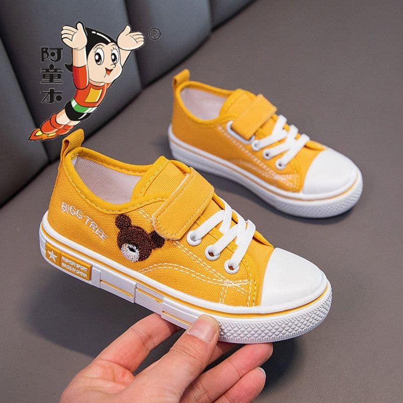 [Loja em promoção] Liberação Atong Madeira Primavera Moda Infantil All-Match Sapatos de Lona Confortáveis Calçados Infan