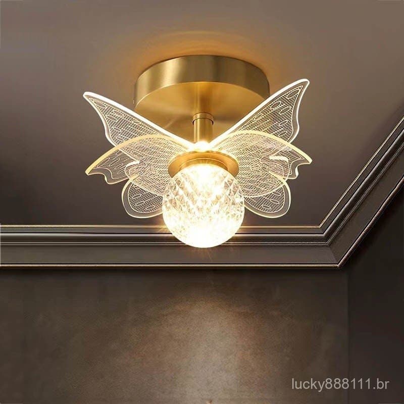 IKEE Para Quarto LumináRia De Teto Led Para Sala Moderno LumináRia Teto Luz Do Corredor Dourado LumináRia Borboleta