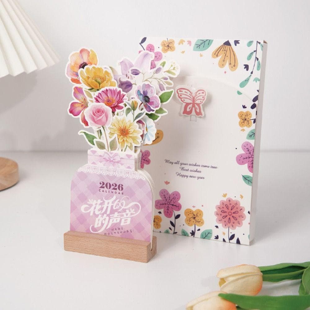 Calendário De Mesa 2026 , Base Removível Com Tema Floral , Flores Floridas Pé DIY