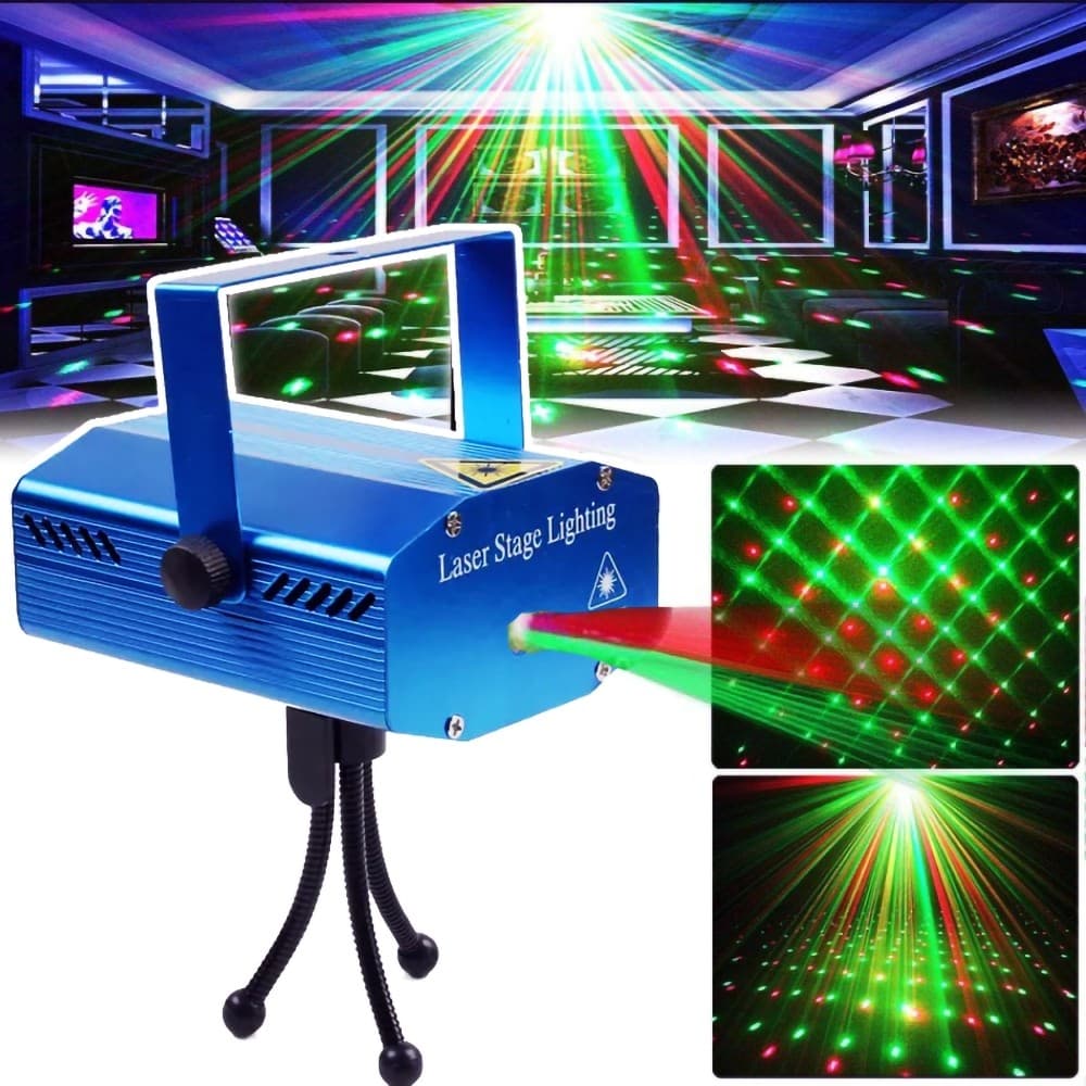 Mini Projetor Laser Verde e Vermelho Portátil Para Festa Baladinha Natal e Ano Novo