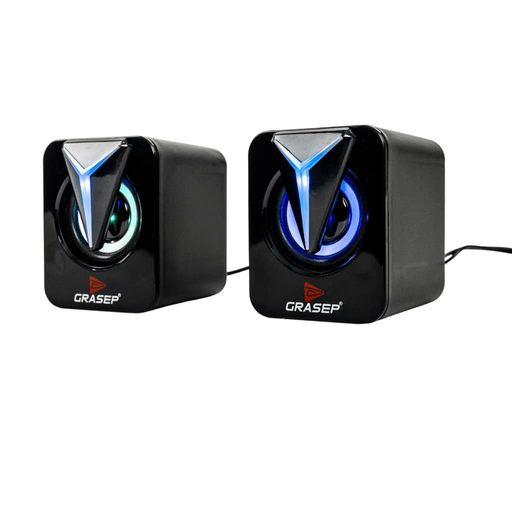 Caixa Caixinha De Som Pc Notebook Gamer Usb Led Rgb Potente Grasep D-GP203
