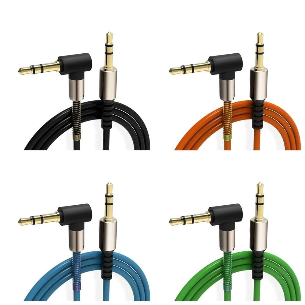 Kit com 3 pcs Cabo Áudio Auxiliar P2 3.5mm 90° Anti Nó com Mola – Resistência e Durabilidade ITA-17