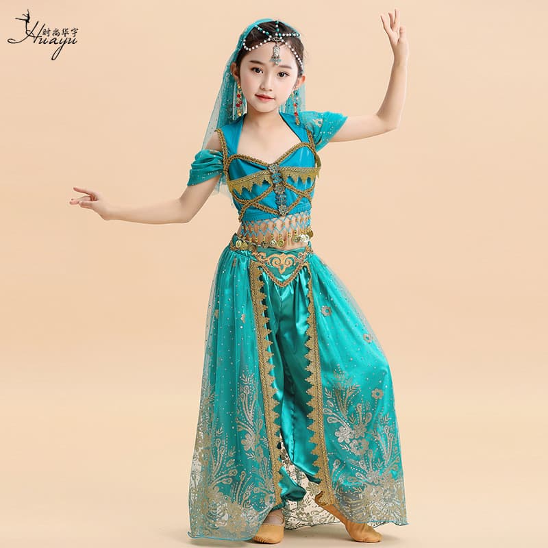 Lehenga infantil, fantasia indiana para crianças, roupas infantis para Deepavali, fantasia de Halloween da Princesa Jasm