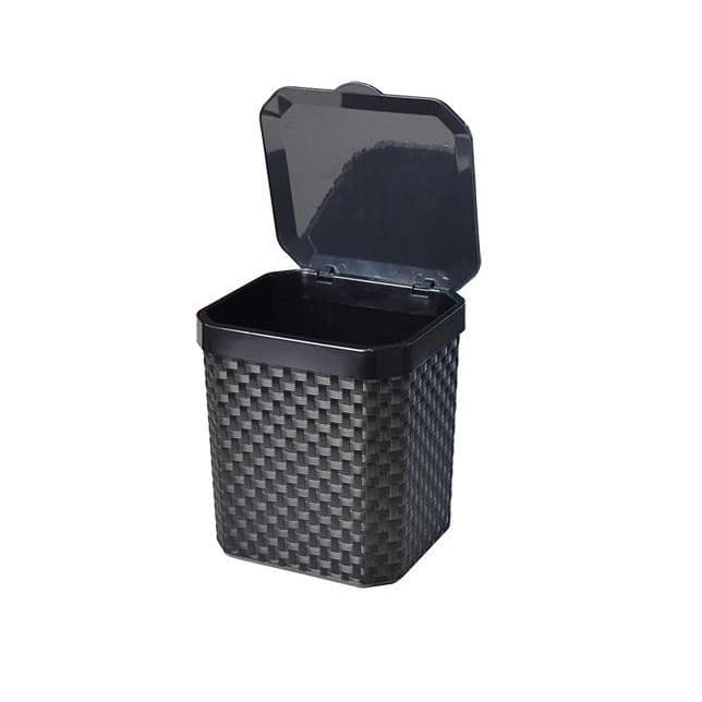 Lixeira Cesto Rattan 5L Preta Arqplast com Tampa Cozinha e Banheiro Kit 1 2 3 ou 4 Unidades