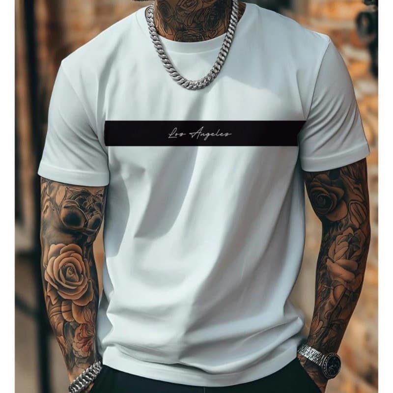 Camiseta Masculina Blusa 100% Algodão Los Angeles Confortavel Premium Casual Malha Premium