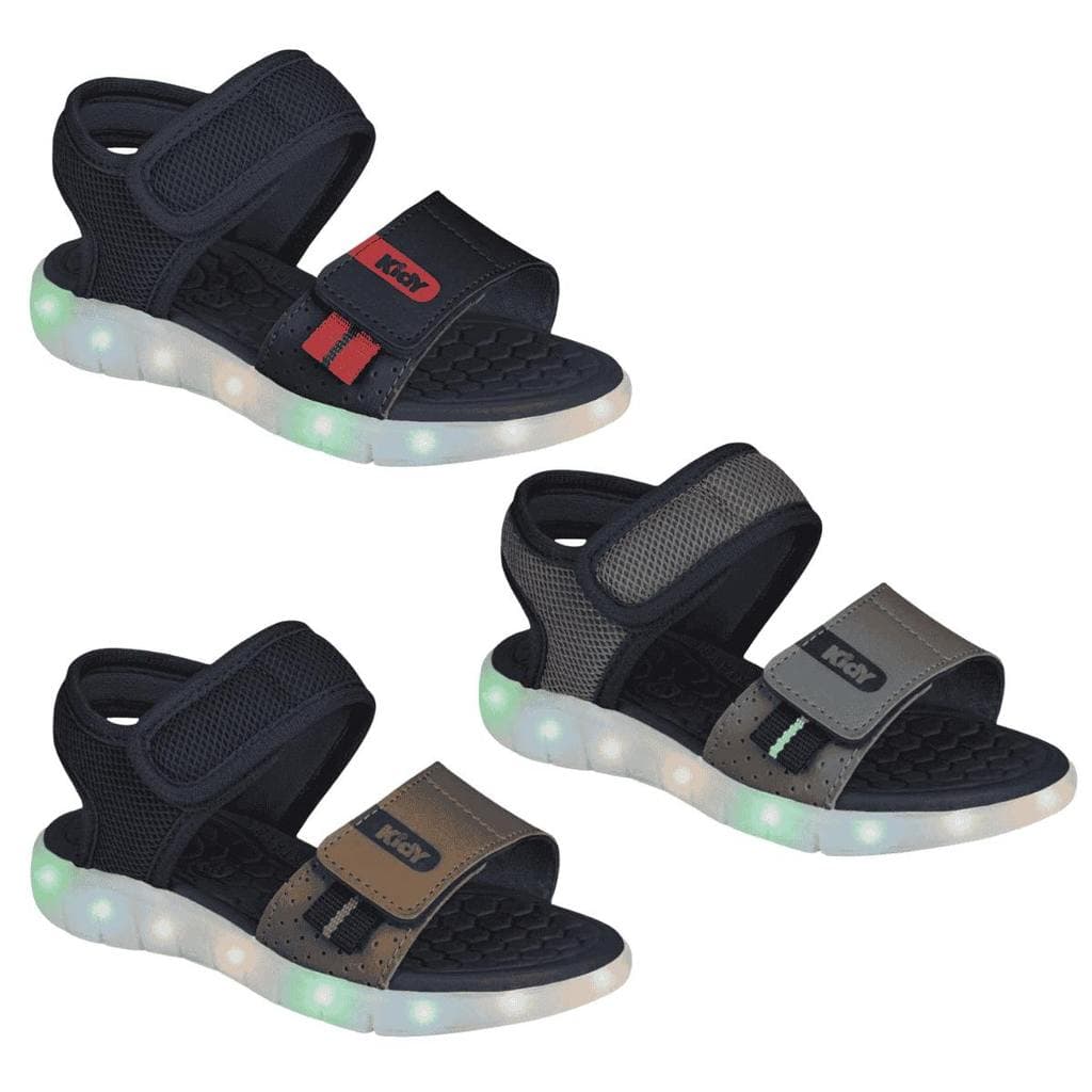 Sandália Papete Infantil Kidy Wave Light Meninos Luz Led Pisca Pisca Anatômica Confortável Estilosa