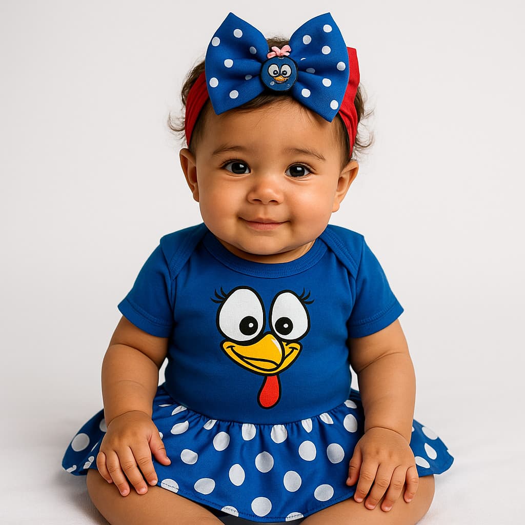 Body Bebê Infantil Menina Mêsversário Temático Galinha Pintadinha Super Confortável Promoção