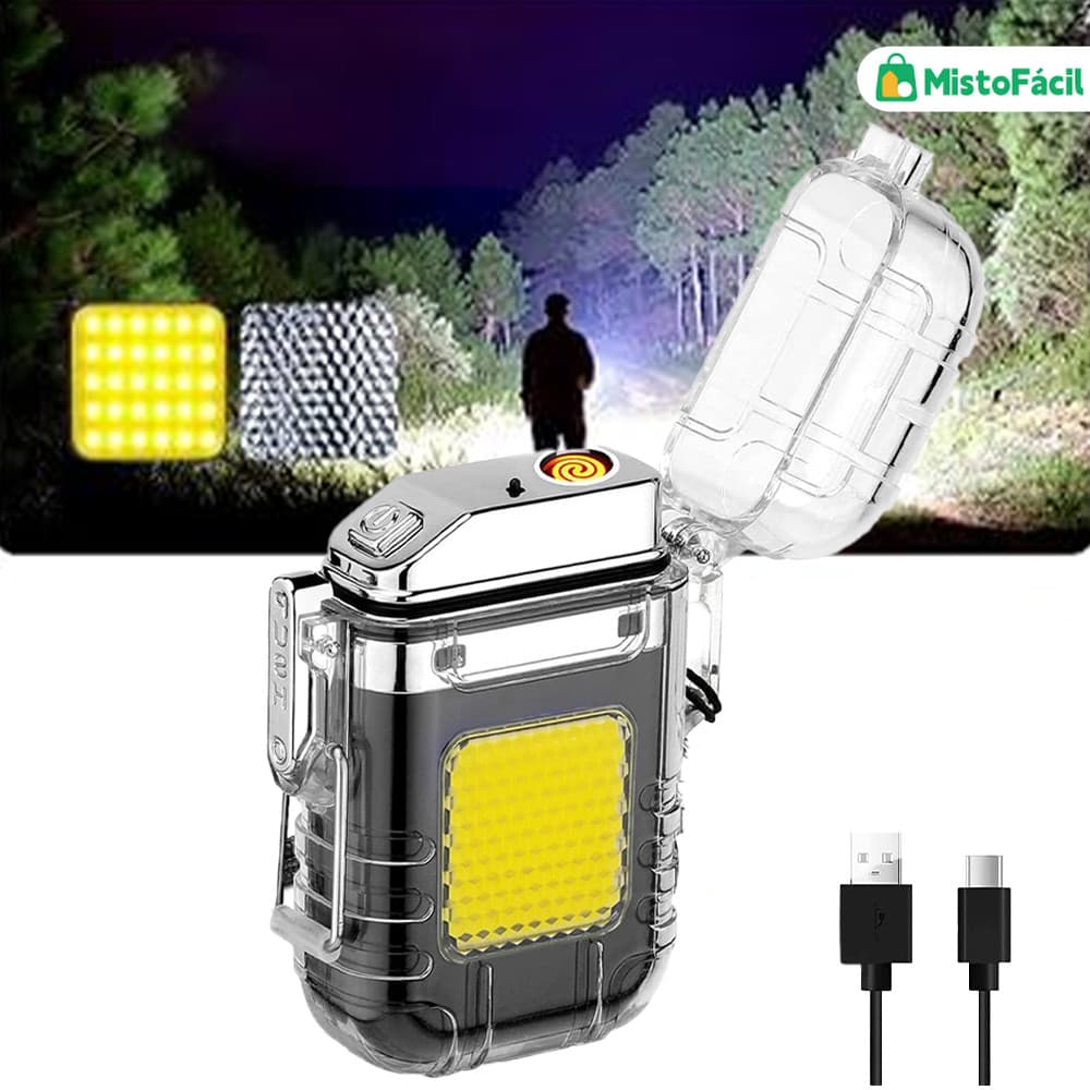Isqueiro Elétrico LED Recarregável Portátil Leve Seguro Não Queima Design Inovador