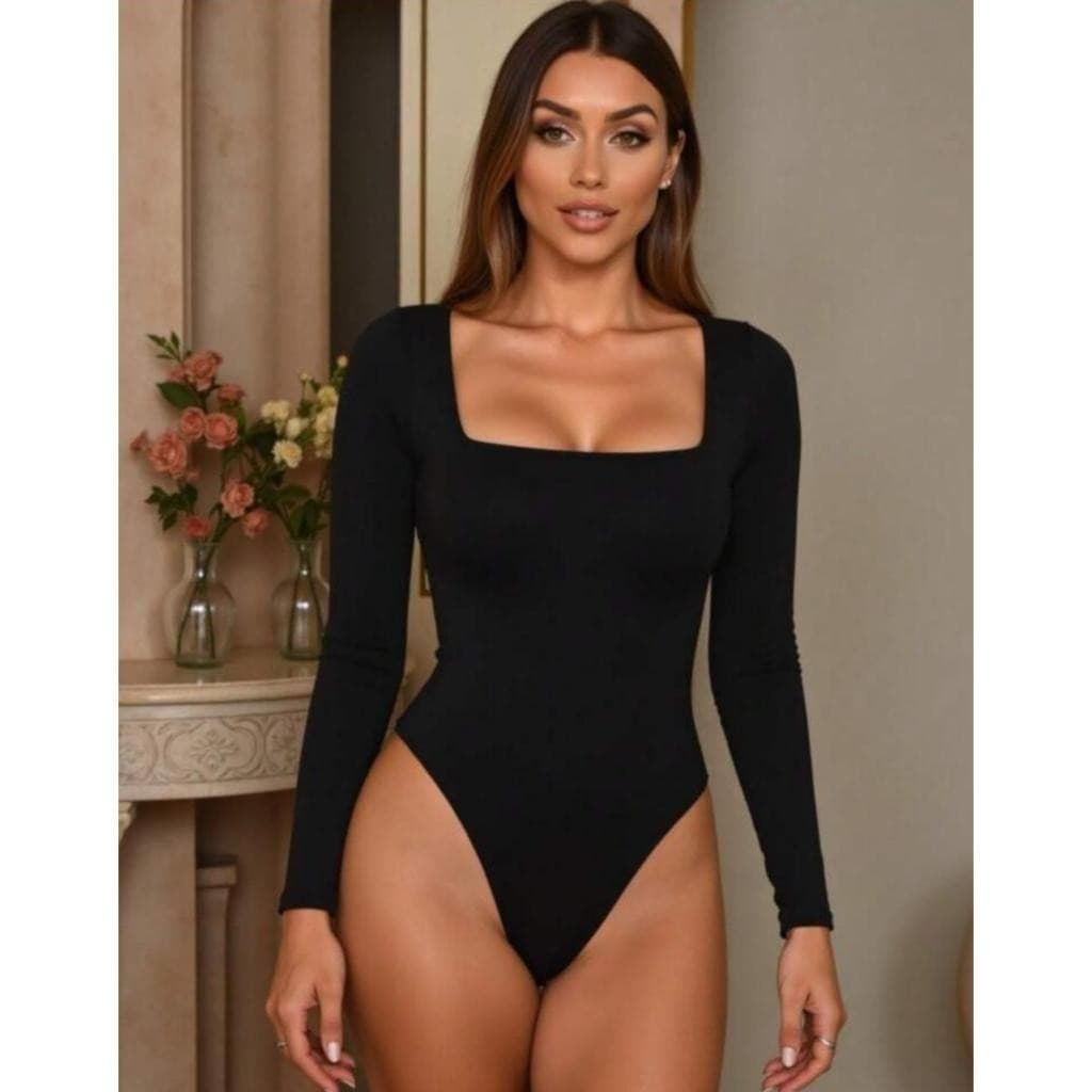 Body Feminino Suplex Manga Longa com Decote Quadrado - Moda Casual e Confortável