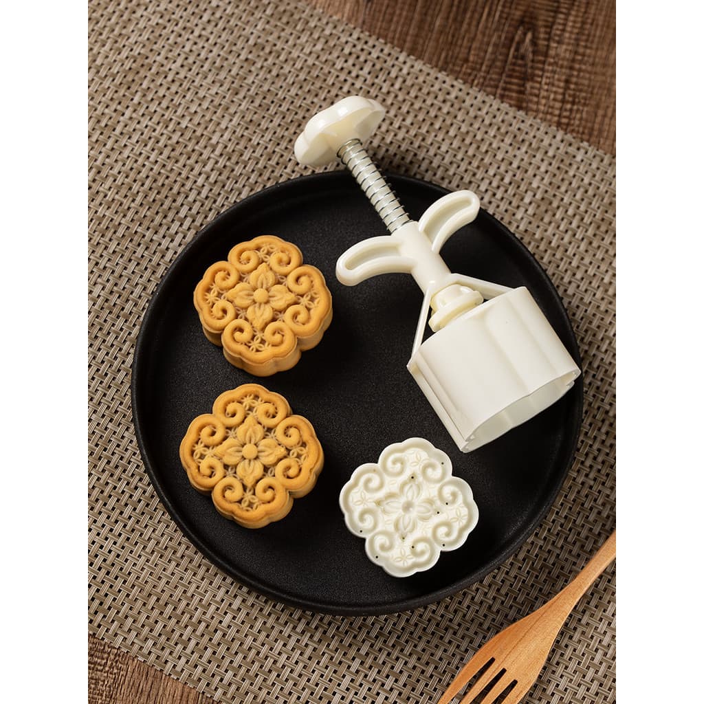Molde estilo chinês para Mooncake, novo estilo, prensado à mão, doméstico, 75g, moedor de pastelaria, formato em relevo