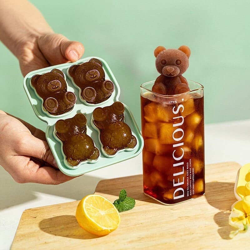 Molde de bandeja de gelo de urso pequeno, cubo de gelo congelado, Silicone de qualidade alimentar doméstica, suplemento
