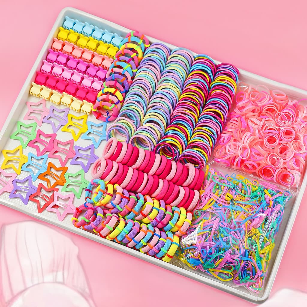 Conjunto De Gravata De Cabelo Colorida De 875 Peças Para Meninas | Acessórios De Arco De Unicórnio E Estrela