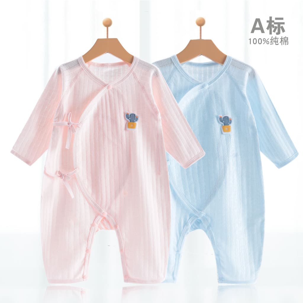 Roupas de verão para bebês, roupas finas de ar condicionado, macacão de algodão desossado, 0-6 meses, roupas de borbolet
